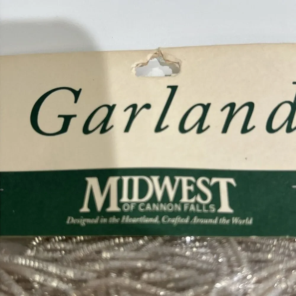 2 Vintage Midwest Cannon Falls Mini Christmas Tree Silver Garland Decoration